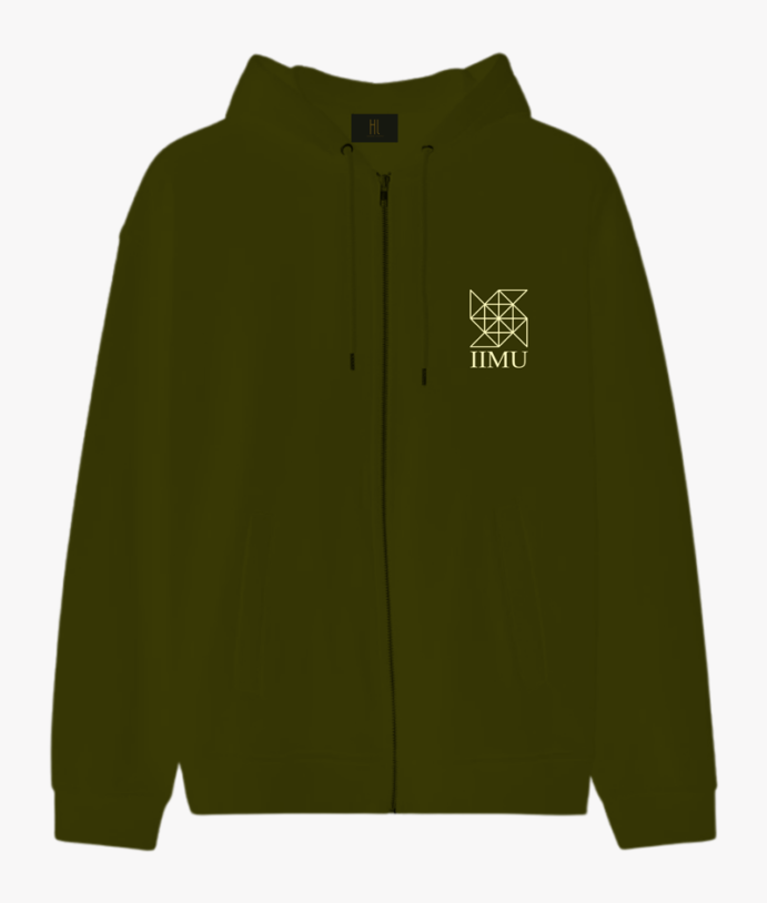 IIMU Bottle Green Zipper Hoodie